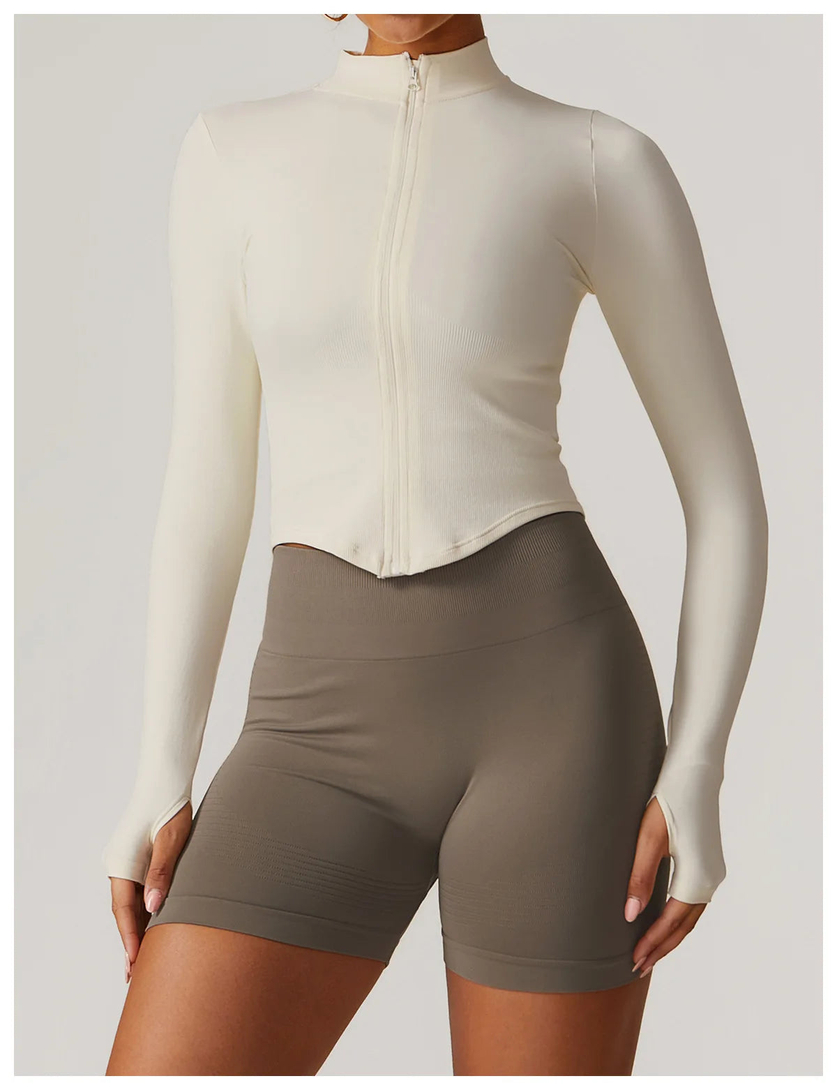 Zipper Women Crop Tops Yoga T-shirts Solid Sports Top Long Sleeve Running Shirts Sexy Quick Dry Fitness Jacket Gym Sport Wear