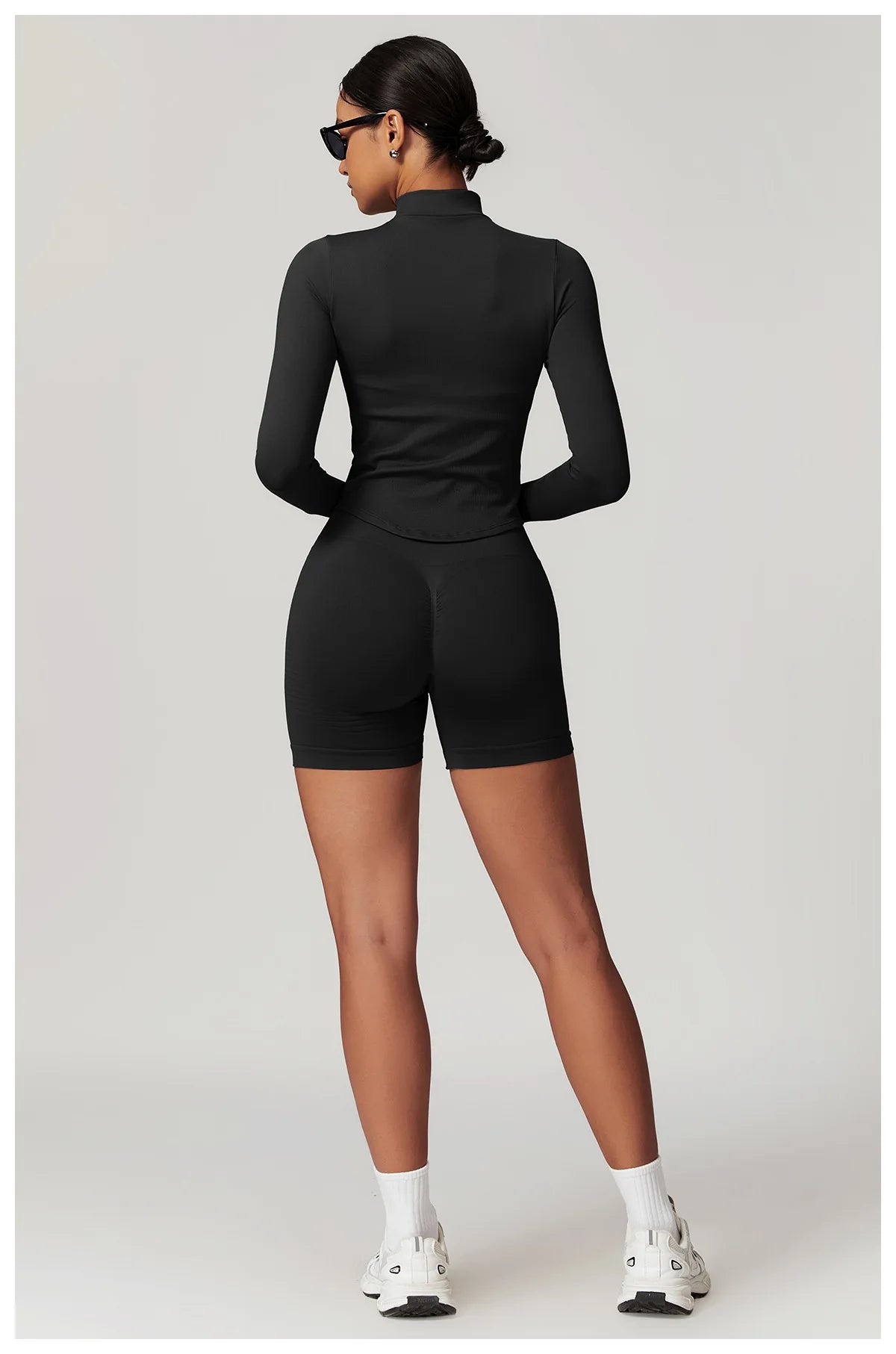 Zipper Women Crop Tops Yoga T-shirts Solid Sports Top Long Sleeve Running Shirts Sexy Quick Dry Fitness Jacket Gym Sport Wear
