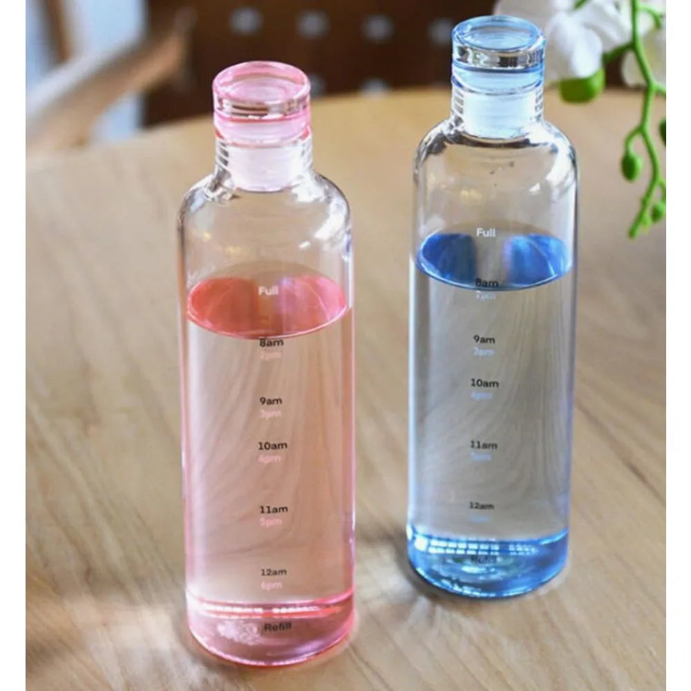 Glass Tumbler Drinking Bottle with Glass Lids Glass Water Bottles,  Tall Clear Drinking Glasses For All Purpose Tumblers (Blue)