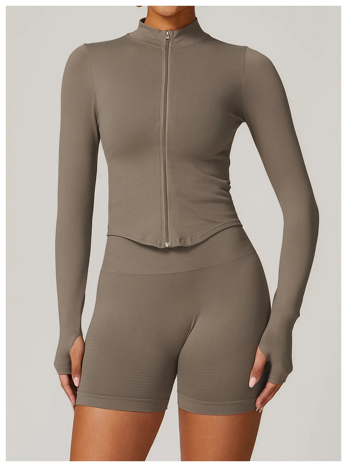 Zipper Women Crop Tops Yoga T-shirts Solid Sports Top Long Sleeve Running Shirts Sexy Quick Dry Fitness Jacket Gym Sport Wear