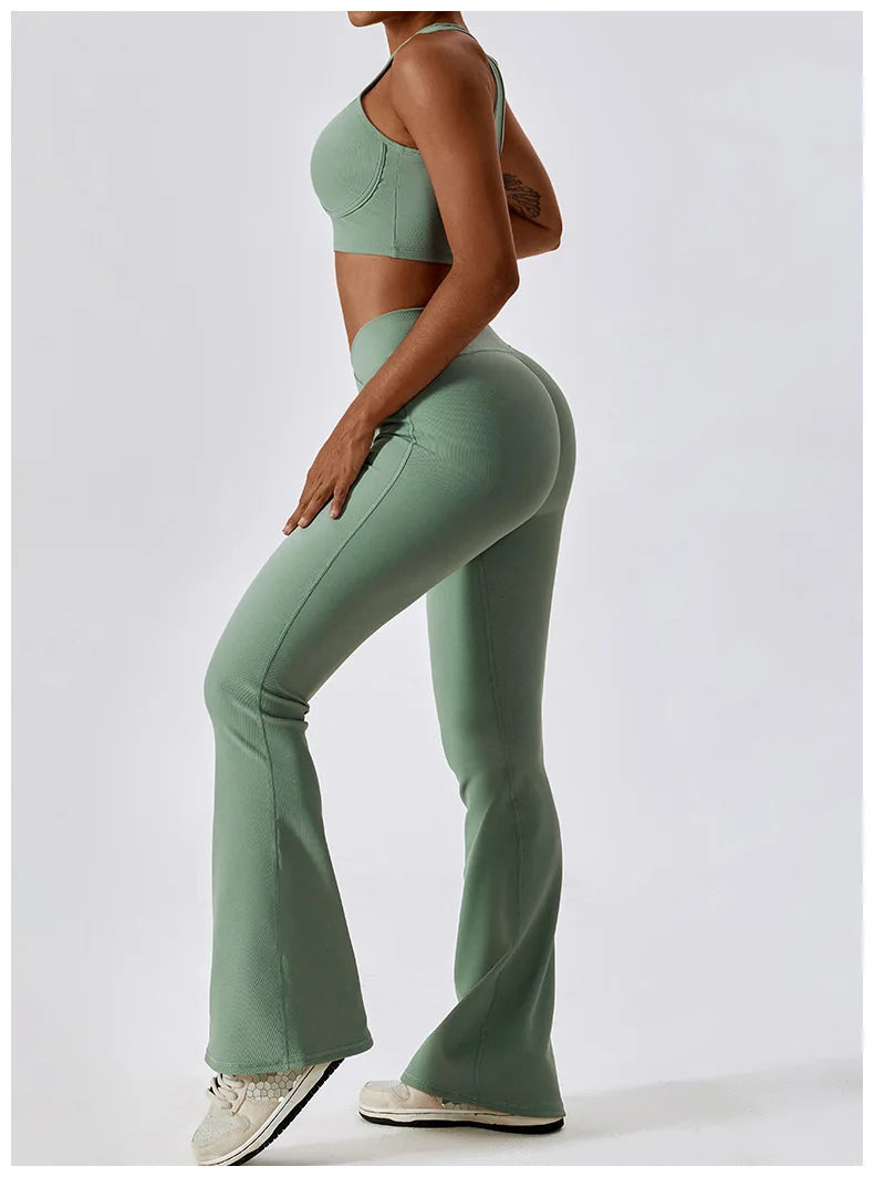 Flare Leggings Yoga Pants Women High Waist Wide Leg Pants Women Gym Workout Fitness Sports Flared Pant Latin Dance Trousers