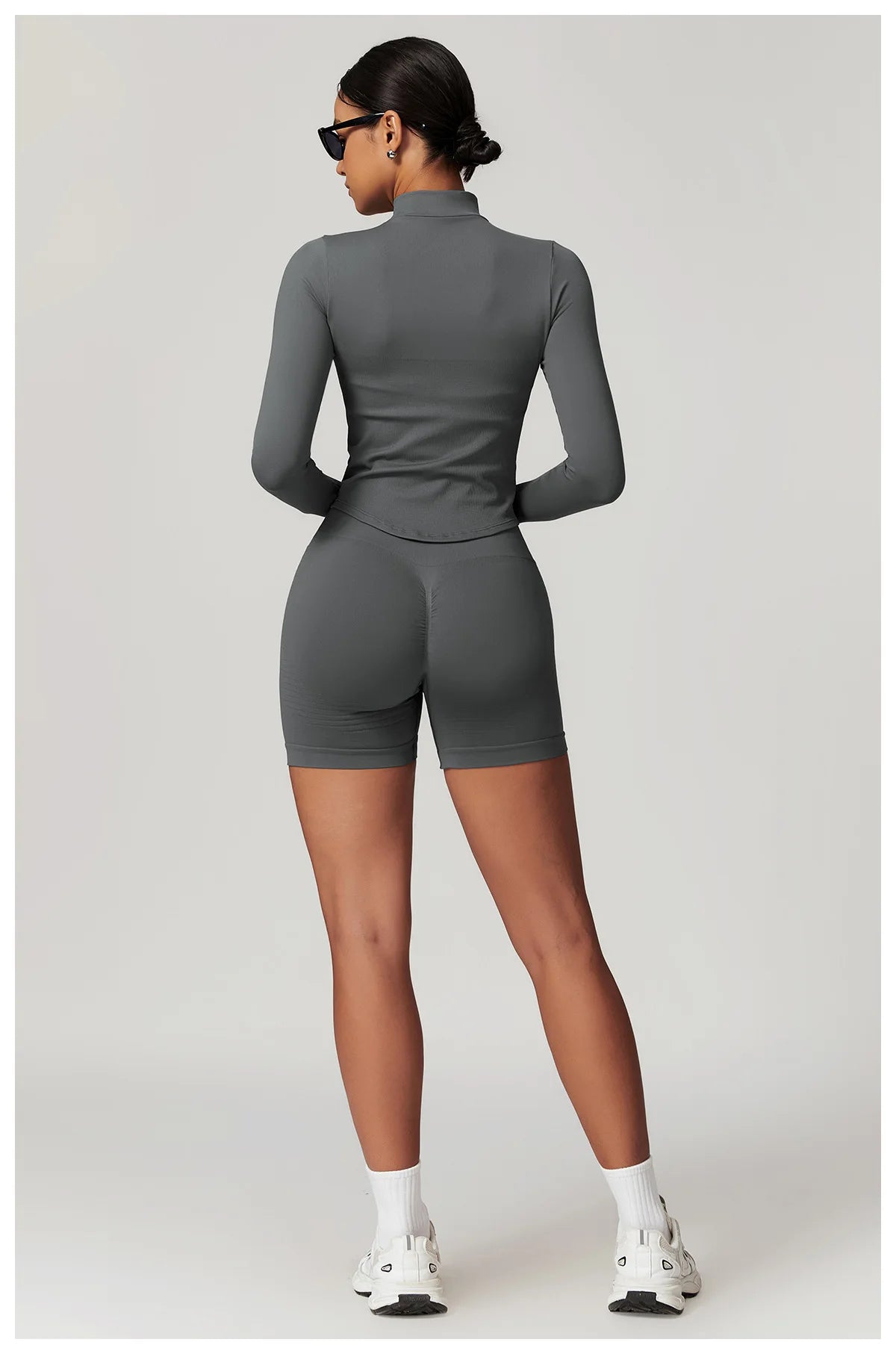 Zipper Women Crop Tops Yoga T-shirts Solid Sports Top Long Sleeve Running Shirts Sexy Quick Dry Fitness Jacket Gym Sport Wear