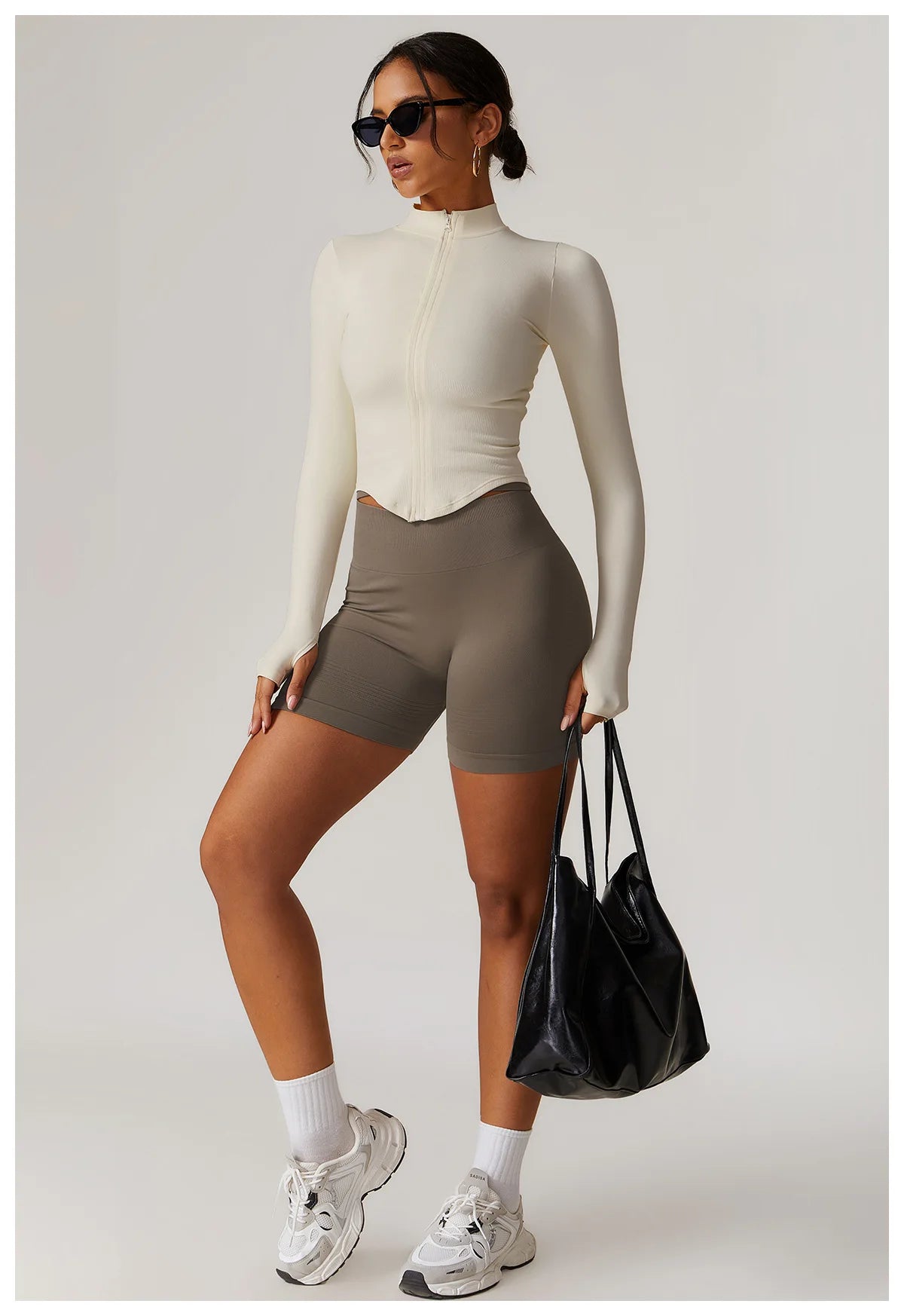 Zipper Women Crop Tops Yoga T-shirts Solid Sports Top Long Sleeve Running Shirts Sexy Quick Dry Fitness Jacket Gym Sport Wear