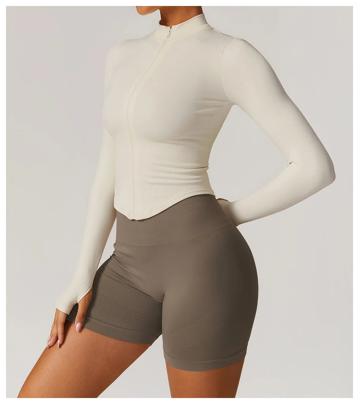 Zipper Women Crop Tops Yoga T-shirts Solid Sports Top Long Sleeve Running Shirts Sexy Quick Dry Fitness Jacket Gym Sport Wear