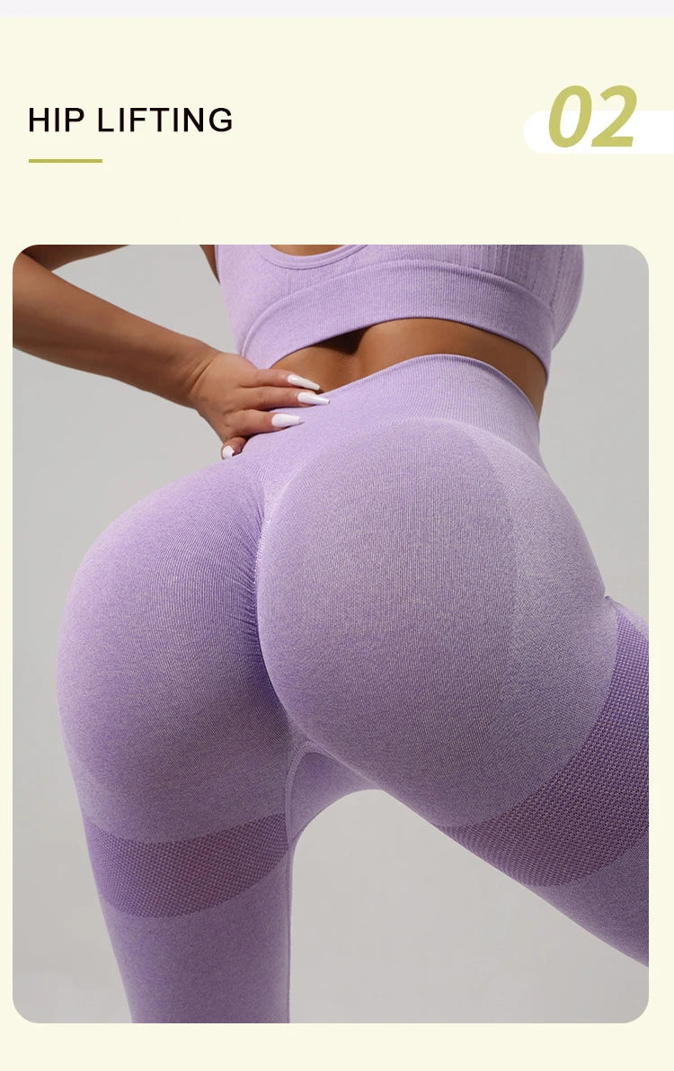 Mileegirl 2pcs Sport Sets Women Gym, Push Up Yoga Pants, Hollow Back Gym Fitness Bra, Workout Leggings, Seamless Tights Sets