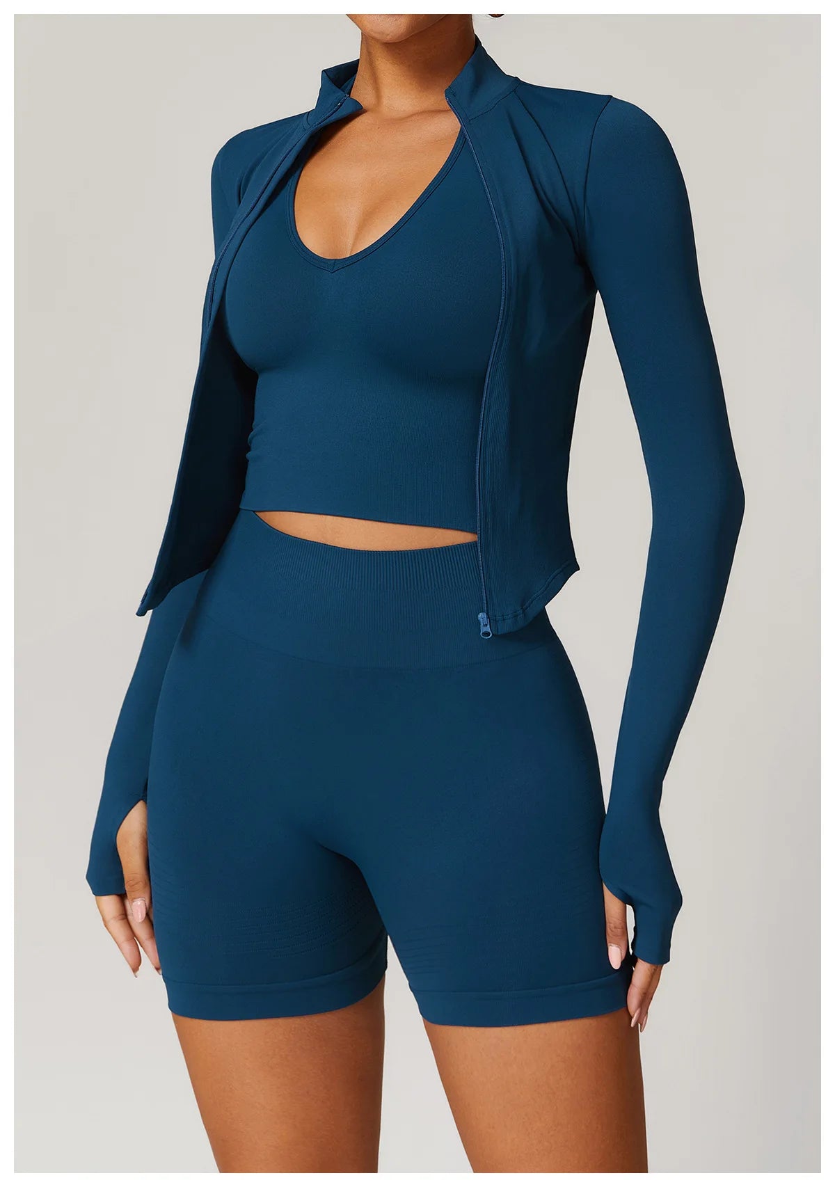 Zipper Women Crop Tops Yoga T-shirts Solid Sports Top Long Sleeve Running Shirts Sexy Quick Dry Fitness Jacket Gym Sport Wear