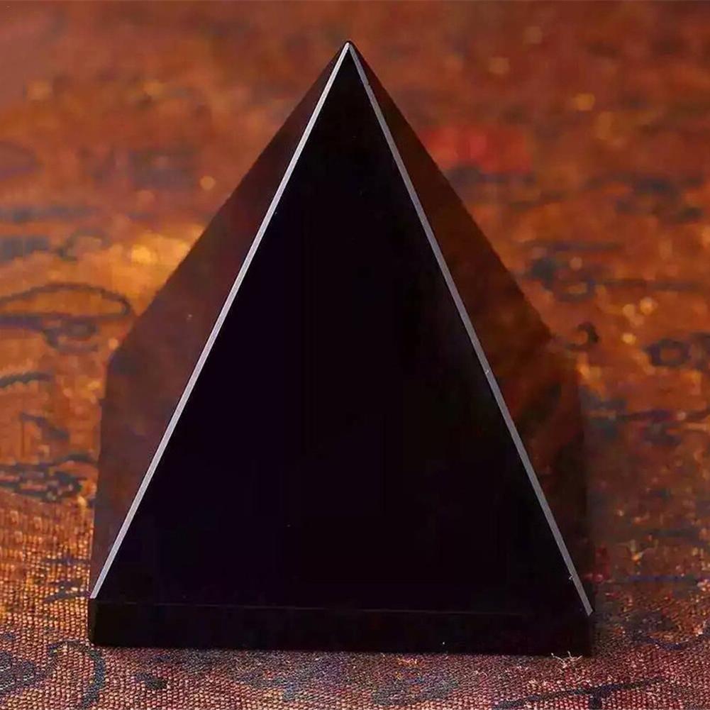 Pyramid Healing Crystal Black Natural Obsidian Quartz Crystal Beautiful Lustrous Surface Stones For Home Office Desk Decoration