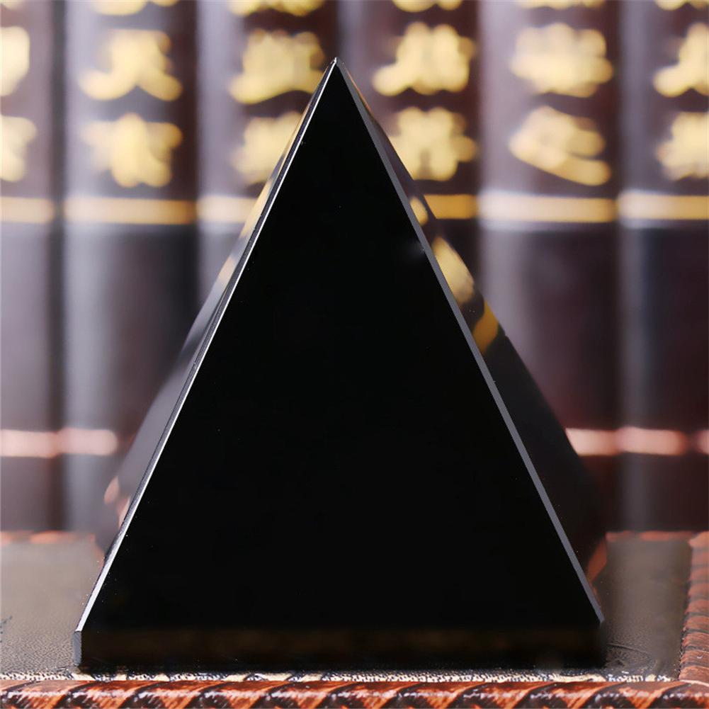 Pyramid Healing Crystal Black Natural Obsidian Quartz Crystal Beautiful Lustrous Surface Stones For Home Office Desk Decoration