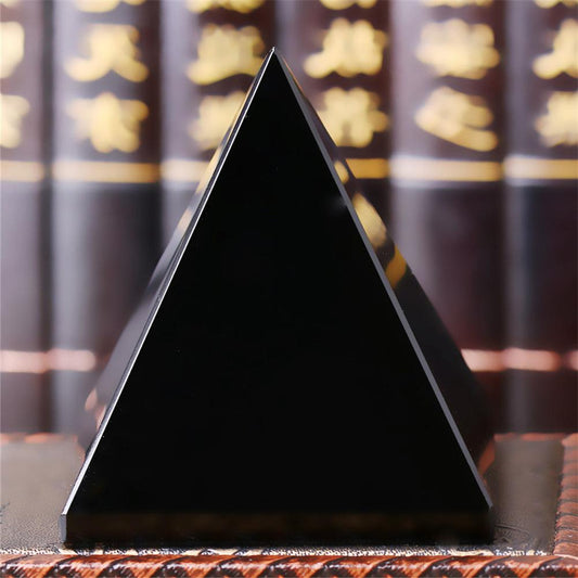 Pyramid Healing Crystal Black Natural Obsidian Quartz Crystal Beautiful Lustrous Surface Stones For Home Office Desk Decoration