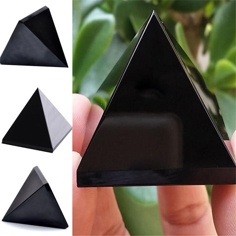 Pyramid Healing Crystal Black Natural Obsidian Quartz Crystal Beautiful Lustrous Surface Stones For Home Office Desk Decoration
