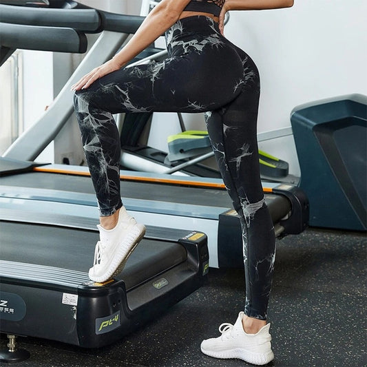Tie-dyed Leggings Seamless Yoga Pants Fitness Women High Waist Stretchy Running Sports Jogging Trousers Gym Girl Workout Pants
