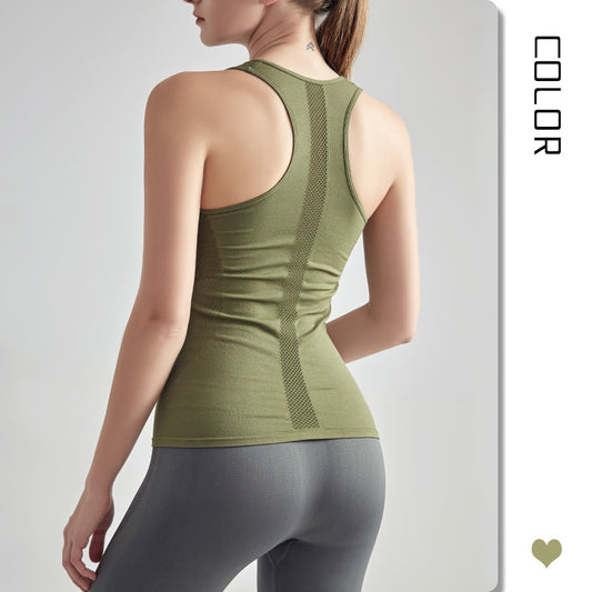 Women yoga sport vest Professional sleeveless Quick Drying Fitness Running Tank Top Gym Yoga shirt fitness Vest Green
